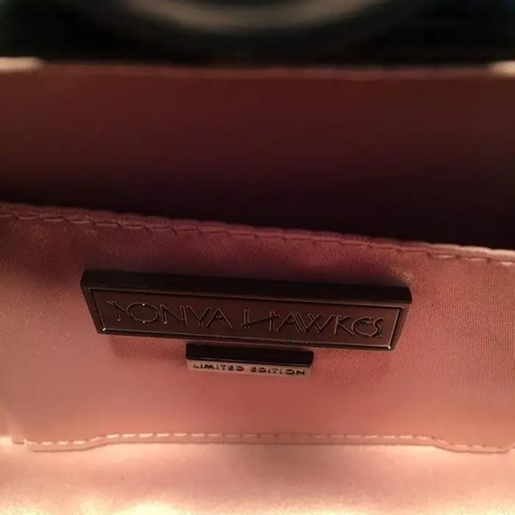 Tonya Hawkes Black Teal and Green Leather Paint Splatter Convertible Clutch - Picture 7 of 8